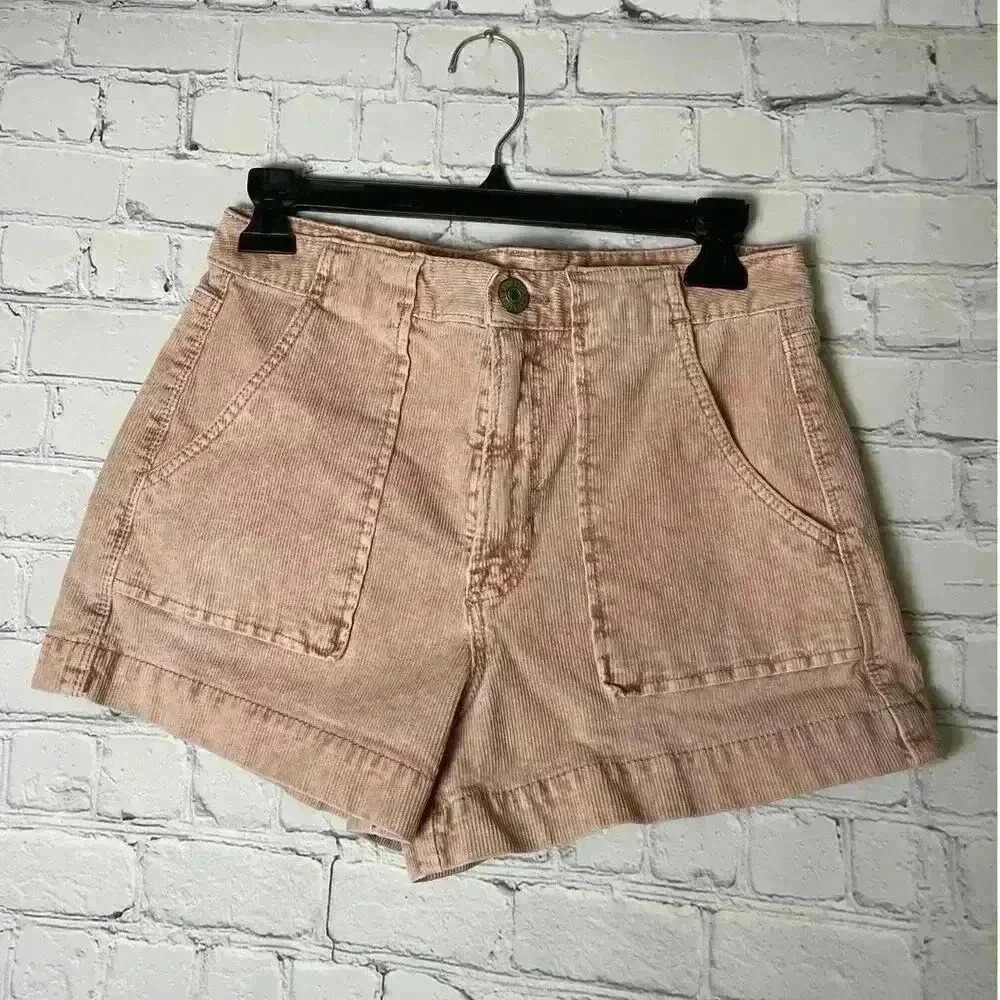 American Eagle Shorts Womens Pink Super Hi-Rise Stretch Corduroy Size 4